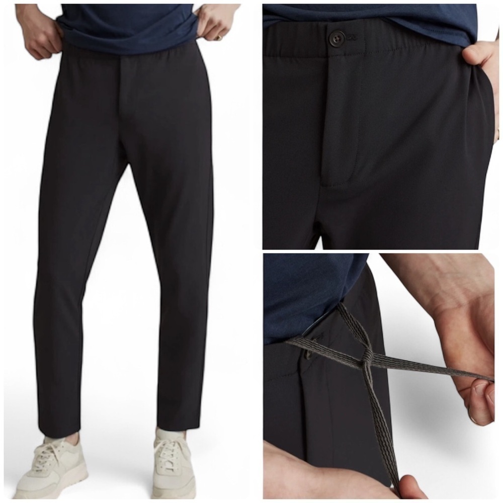 BONOBOS Slim Fit Performance Pants Black Sz XL Elastic Drawstring Waist Casual